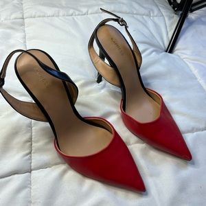 Express Red and Black slingback heeled sandals Sz 9